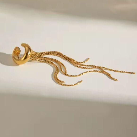 New Elegant Gold Ss Chain Ear Cuff Curated Ear Stacking Earring 1 Pc - Picture 4 of 8